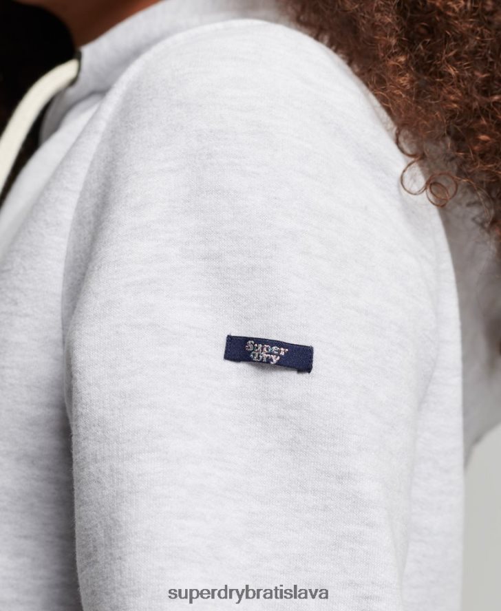 Superdry ženy vintage dúhová mikina s kapucňou 6B4ZTR2207 oblečenie svetlo šedá