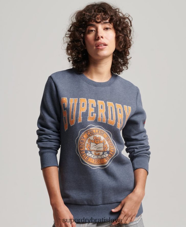 Superdry ženy vintage franchise crew mikina 6B4ZTR2227 oblečenie Modrá