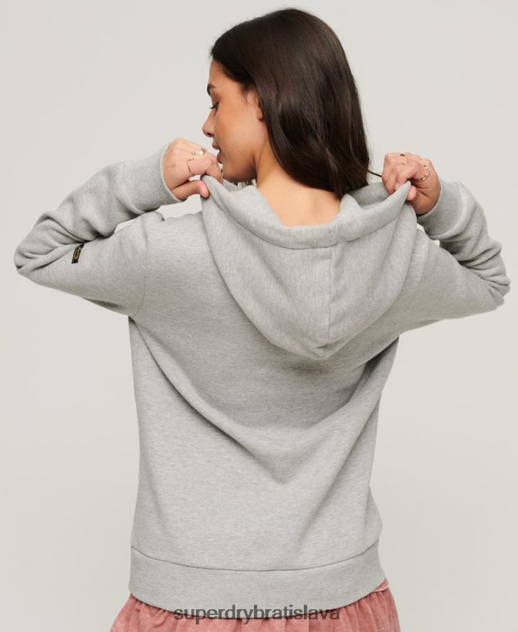 Superdry ženy vintage logo prémiový tovar kvetinová mikina s kapucňou 6B4ZTR3370 oblečenie svetlo šedá