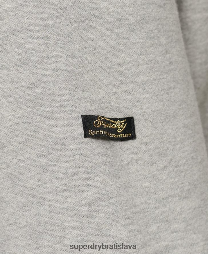 Superdry ženy vintage logo prémiový tovar kvetinová mikina s kapucňou 6B4ZTR3370 oblečenie svetlo šedá