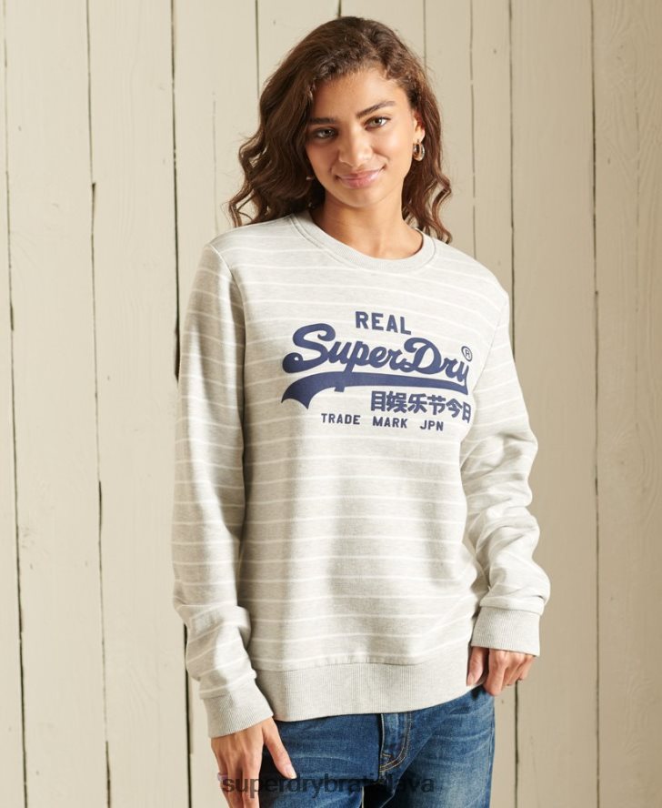 Superdry ženy vintage logo source pruhovaná mikina 6B4ZTR6135 oblečenie sivá