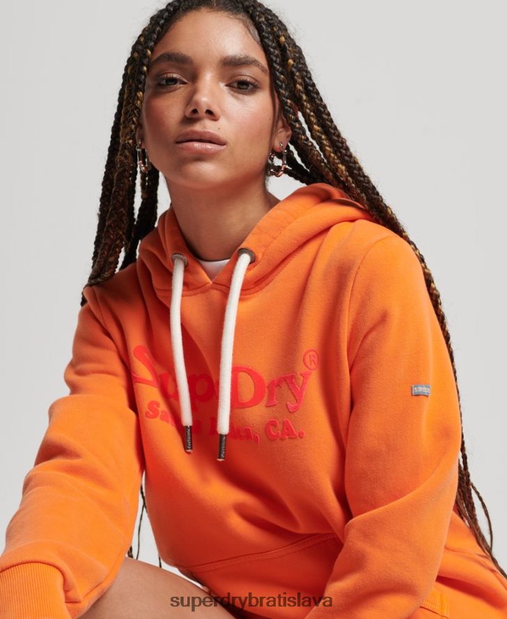 Superdry ženy vintage mikina s kapucňou 6B4ZTR2309 oblečenie oranžová