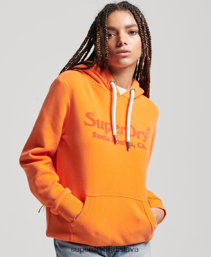 Superdry ženy vintage mikina s kapucňou 6B4ZTR2309 oblečenie oranžová