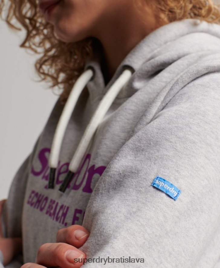 Superdry ženy vintage mikina s kapucňou 6B4ZTR2314 oblečenie svetlo šedá