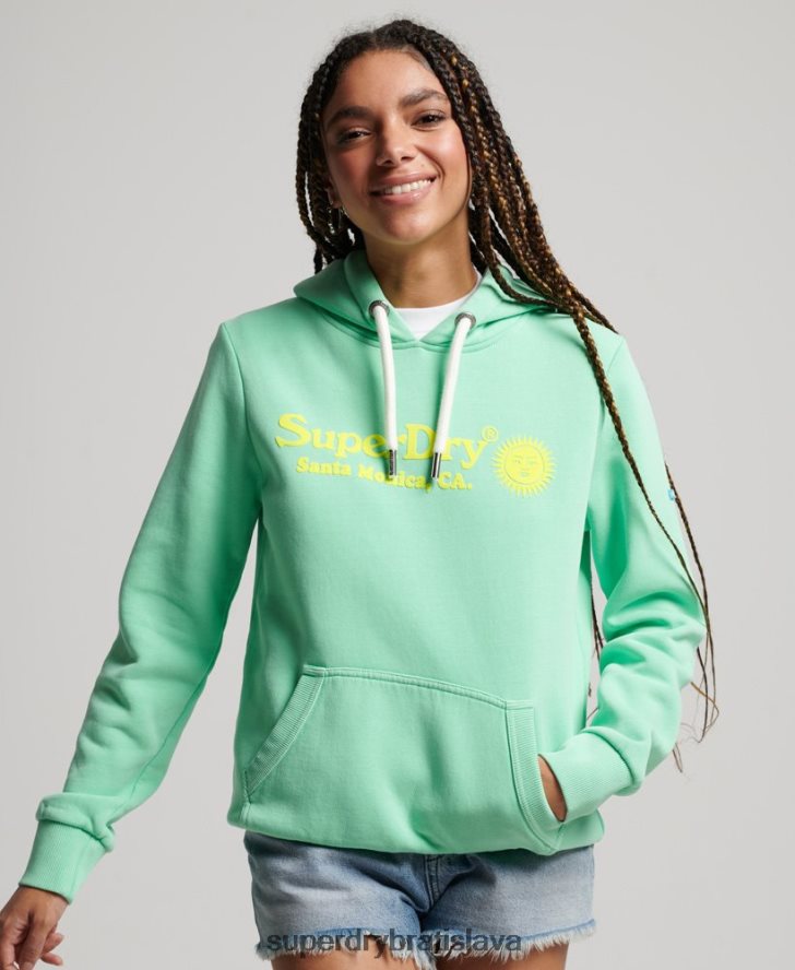 Superdry ženy vintage mikina s kapucňou 6B4ZTR2315 oblečenie zelená