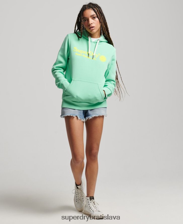 Superdry ženy vintage mikina s kapucňou 6B4ZTR2315 oblečenie zelená