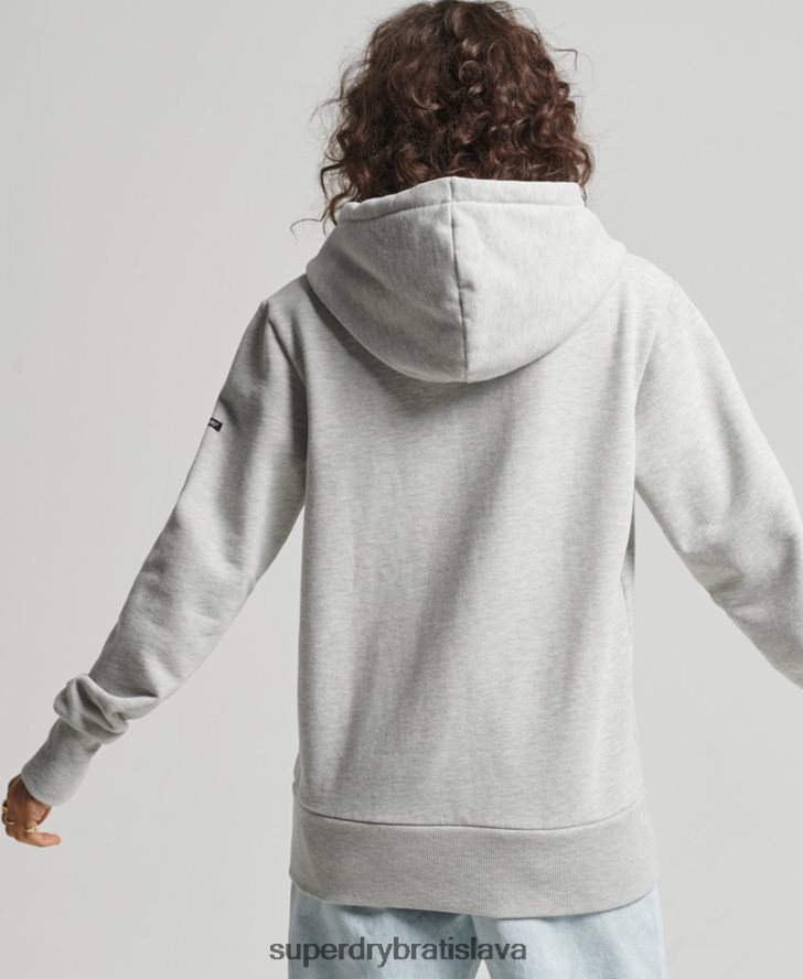 Superdry ženy vintage mikina s kapucňou cross lines 6B4ZTR6063 oblečenie svetlo šedá