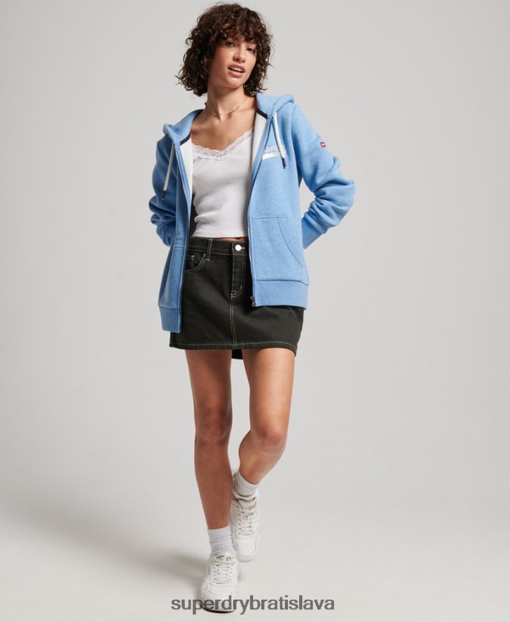 Superdry ženy vintage mikina s kapucňou na zips 6B4ZTR2289 oblečenie Modrá