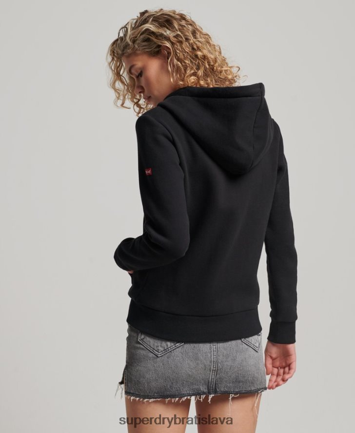 Superdry ženy vintage mikina s kapucňou na zips 6B4ZTR2293 oblečenie čierna