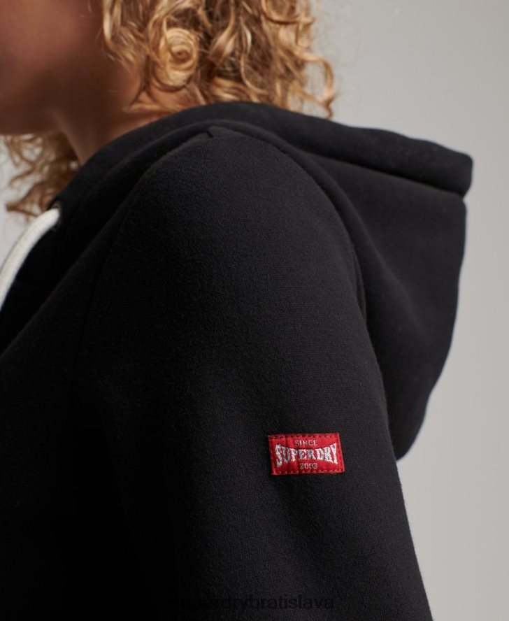 Superdry ženy vintage mikina s kapucňou na zips 6B4ZTR2293 oblečenie čierna