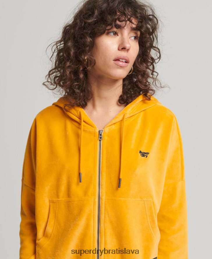 Superdry ženy vintage mikina s kapucňou na zips 6B4ZTR3439 oblečenie zlato