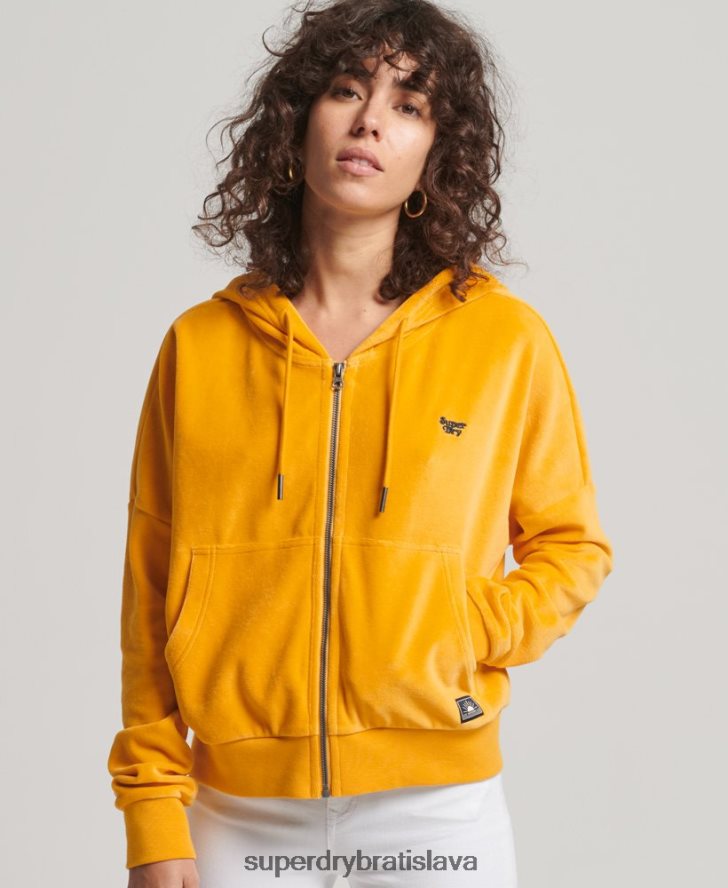 Superdry ženy vintage mikina s kapucňou na zips 6B4ZTR3439 oblečenie zlato