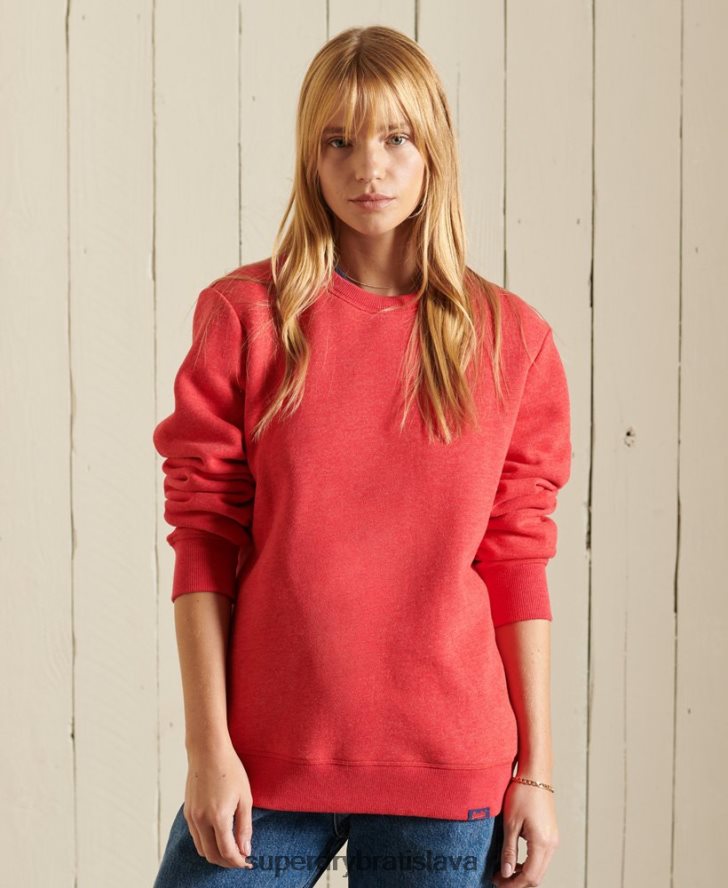 Superdry ženy vintage mikina s logom posádky 6B4ZTR6086 oblečenie červená