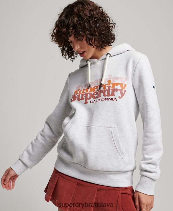 Superdry ženy vintage mikina s výplňou 6B4ZTR2223 oblečenie svetlo šedá