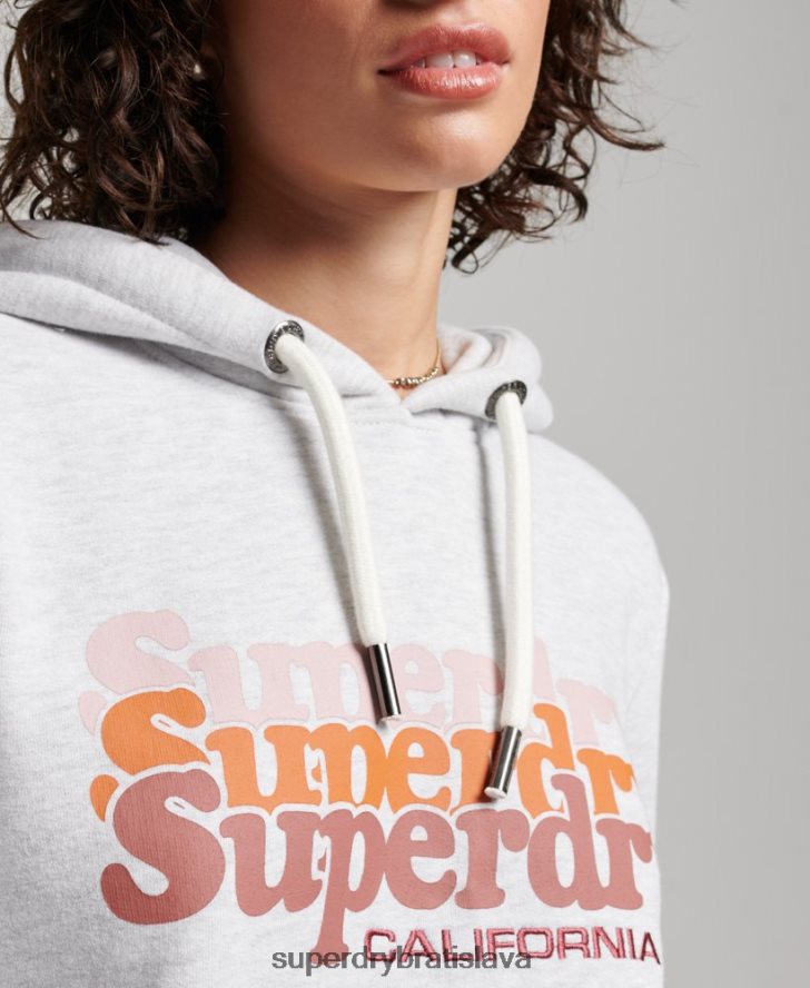 Superdry ženy vintage mikina s výplňou 6B4ZTR2223 oblečenie svetlo šedá