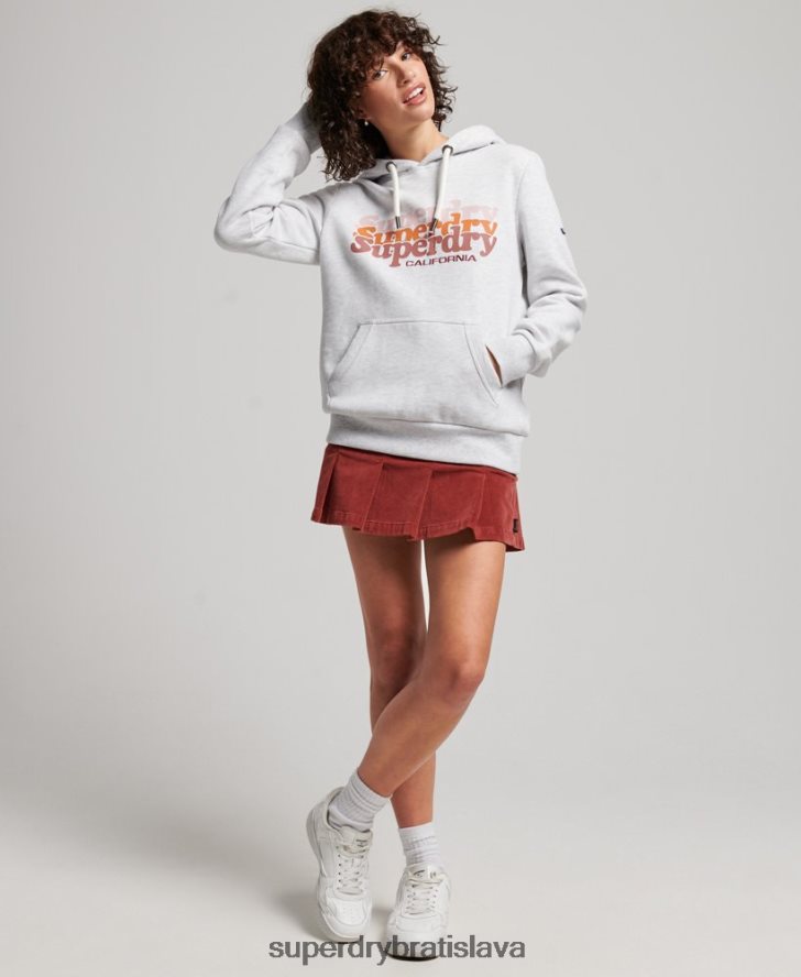 Superdry ženy vintage mikina s výplňou 6B4ZTR2223 oblečenie svetlo šedá
