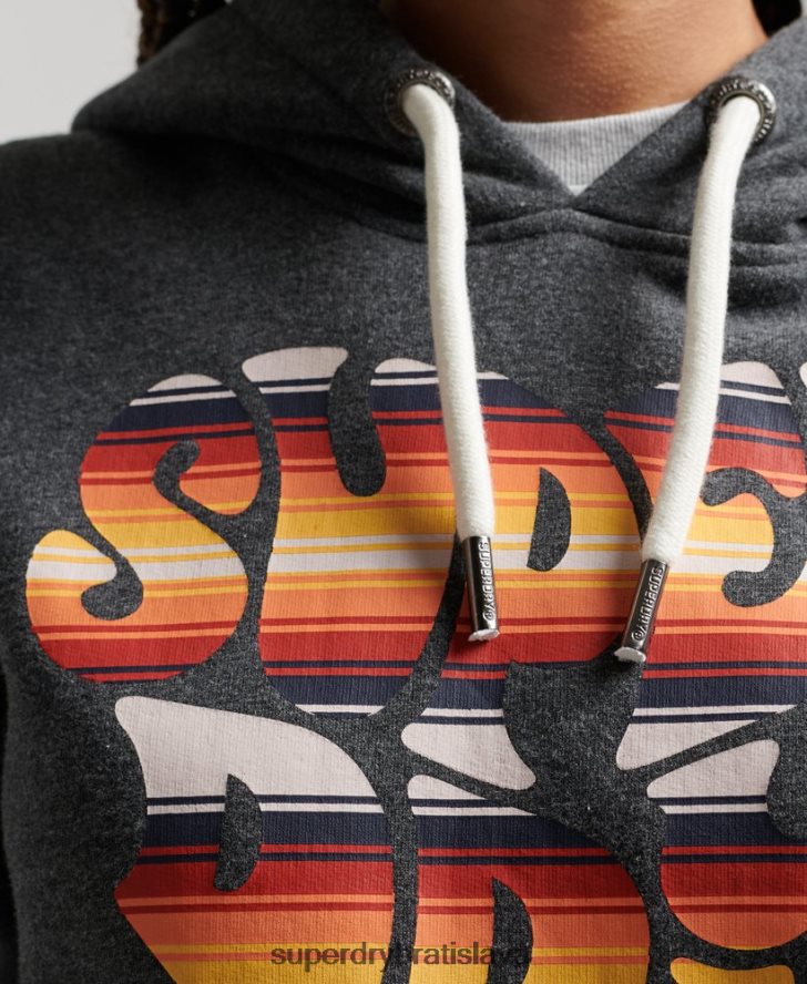 Superdry ženy vintage mikina s výplňou 6B4ZTR3406 oblečenie tmavošedý