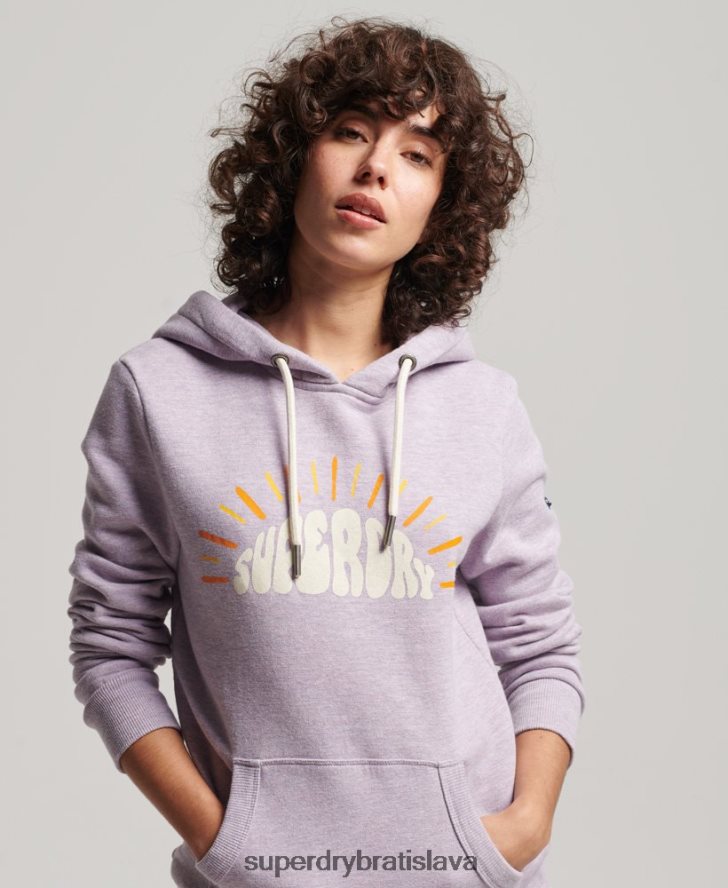 Superdry ženy vintage nostalgická mikina s kapucňou 6B4ZTR2235 oblečenie Fialová