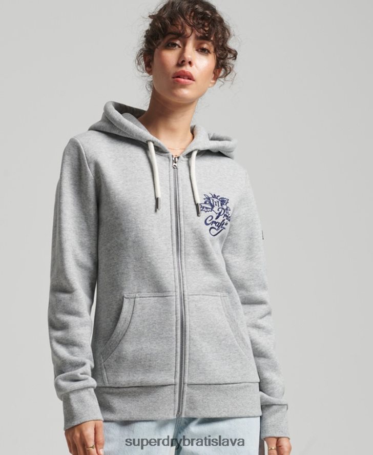 Superdry ženy vintage pride in craft zips mikina 6B4ZTR3501 oblečenie sivá