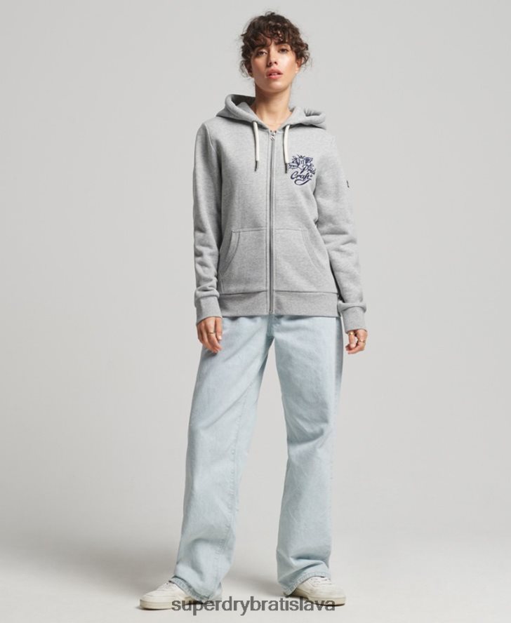 Superdry ženy vintage pride in craft zips mikina 6B4ZTR3501 oblečenie sivá