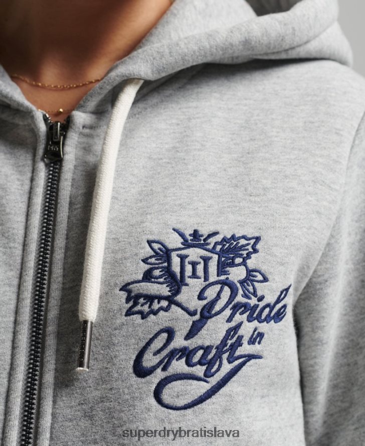 Superdry ženy vintage pride in craft zips mikina 6B4ZTR3501 oblečenie sivá