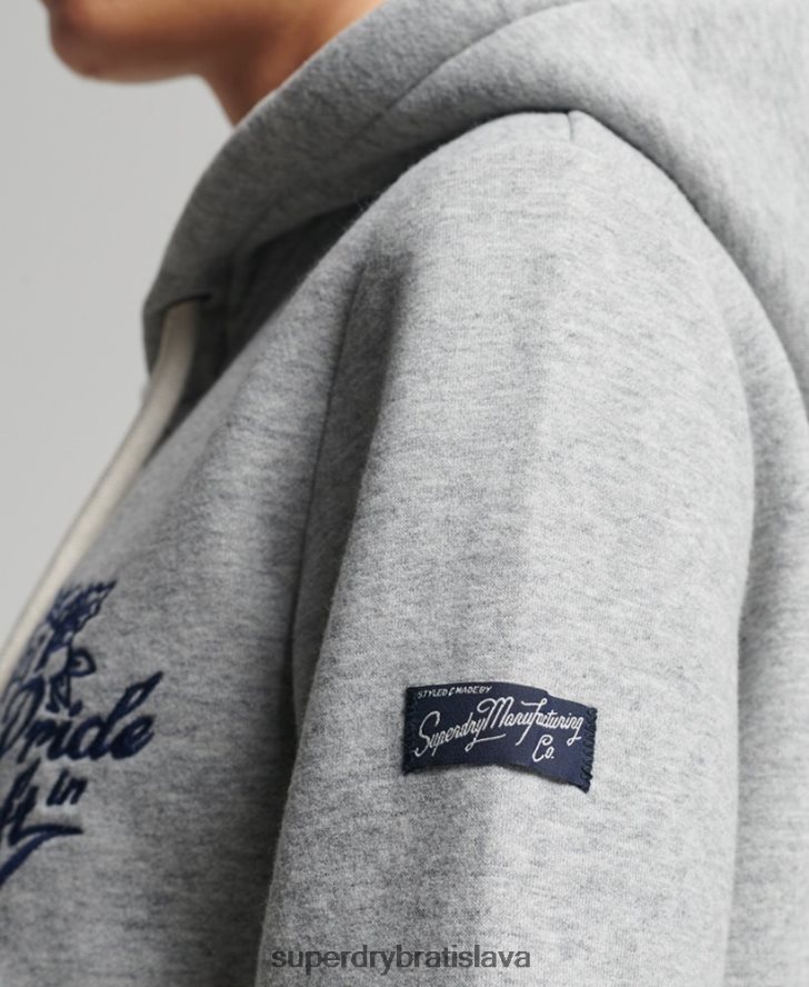 Superdry ženy vintage pride in craft zips mikina 6B4ZTR3501 oblečenie sivá