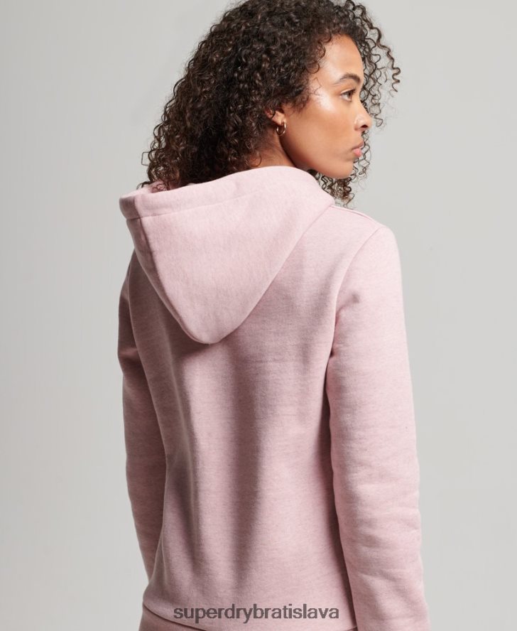 Superdry ženy vintage skriptovaná vysokoškolská mikina s kapucňou 6B4ZTR2281 oblečenie Ružová