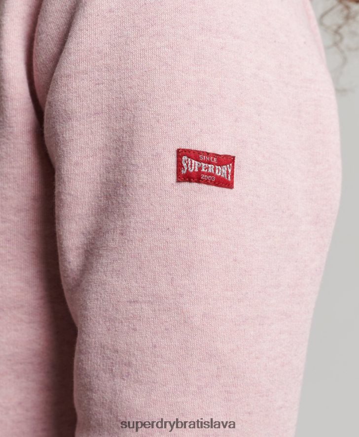 Superdry ženy vintage skriptovaná vysokoškolská mikina s kapucňou 6B4ZTR2281 oblečenie Ružová