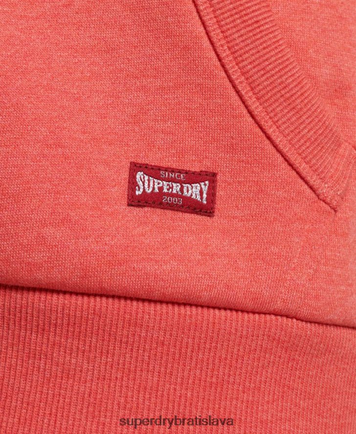 Superdry ženy vintage skriptovaná vysokoškolská mikina s kapucňou 6B4ZTR2313 oblečenie koralový