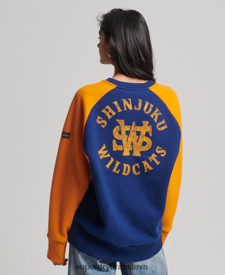Superdry ženy vintage vysokoškolská raglánová mikina 6B4ZTR5760 oblečenie námorníctvo
