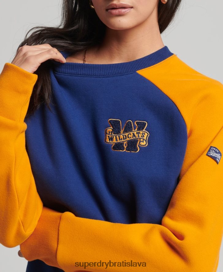 Superdry ženy vintage vysokoškolská raglánová mikina 6B4ZTR5760 oblečenie námorníctvo