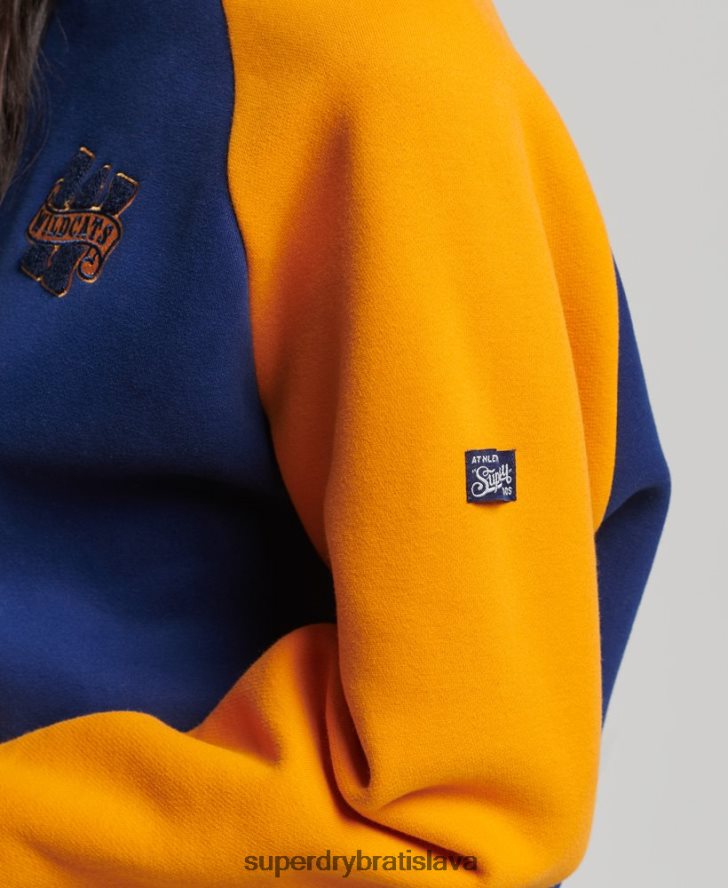Superdry ženy vintage vysokoškolská raglánová mikina 6B4ZTR5760 oblečenie námorníctvo