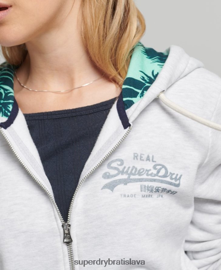 Superdry ženy vnútorná celoplošná mikina na zips 6B4ZTR6668 oblečenie svetlo šedá