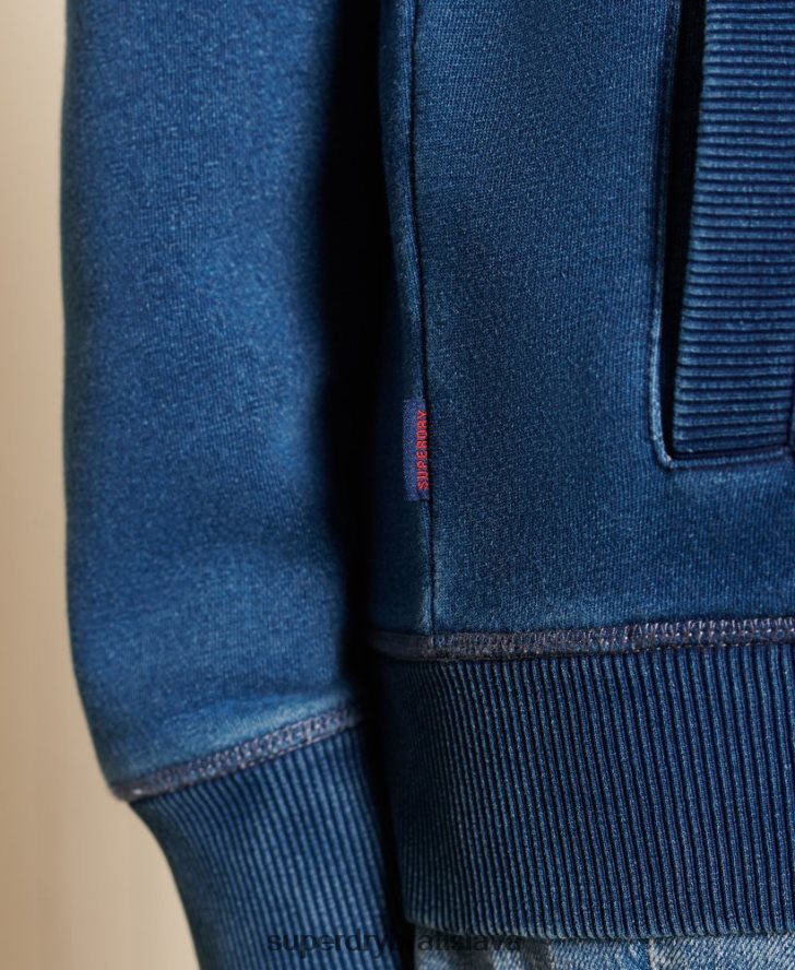 Superdry ženy voľný strih vintage logo vyšívaný top na zips 6B4ZTR5968 oblečenie tyrkysová