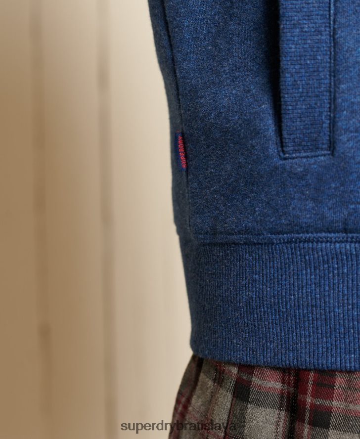 Superdry ženy voľný strih vintage logo vyšívaný top na zips 6B4ZTR6159 oblečenie Modrá