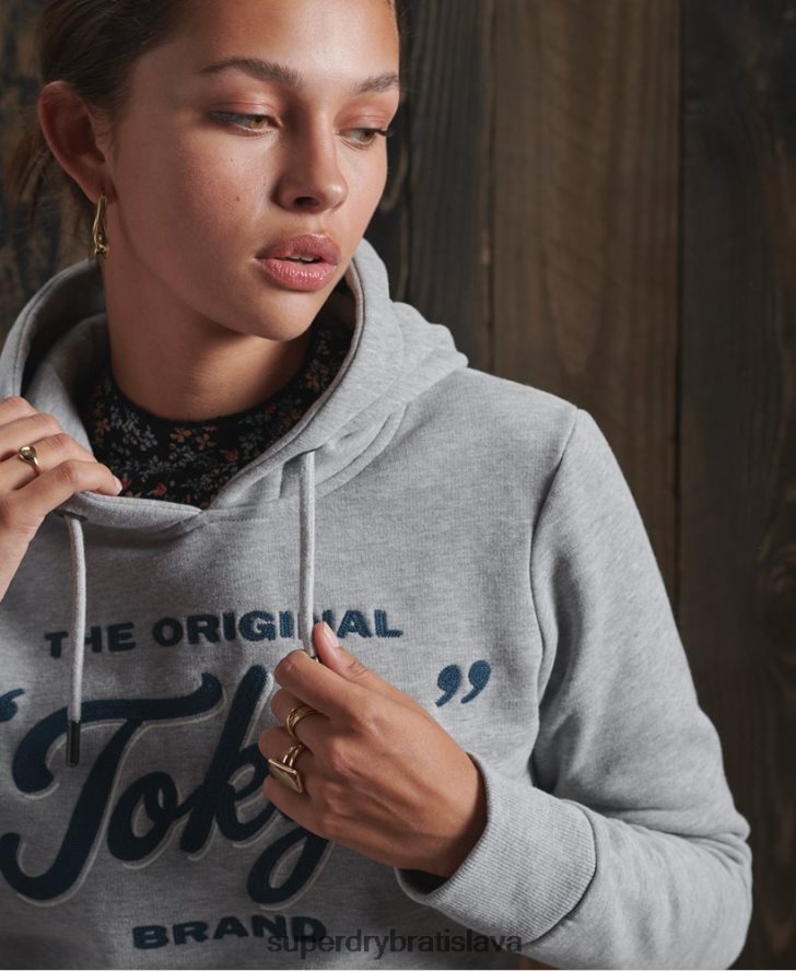 Superdry ženy vyrobená mikina s kapucňou na pracovné oblečenie 6B4ZTR3507 oblečenie tmavošedý