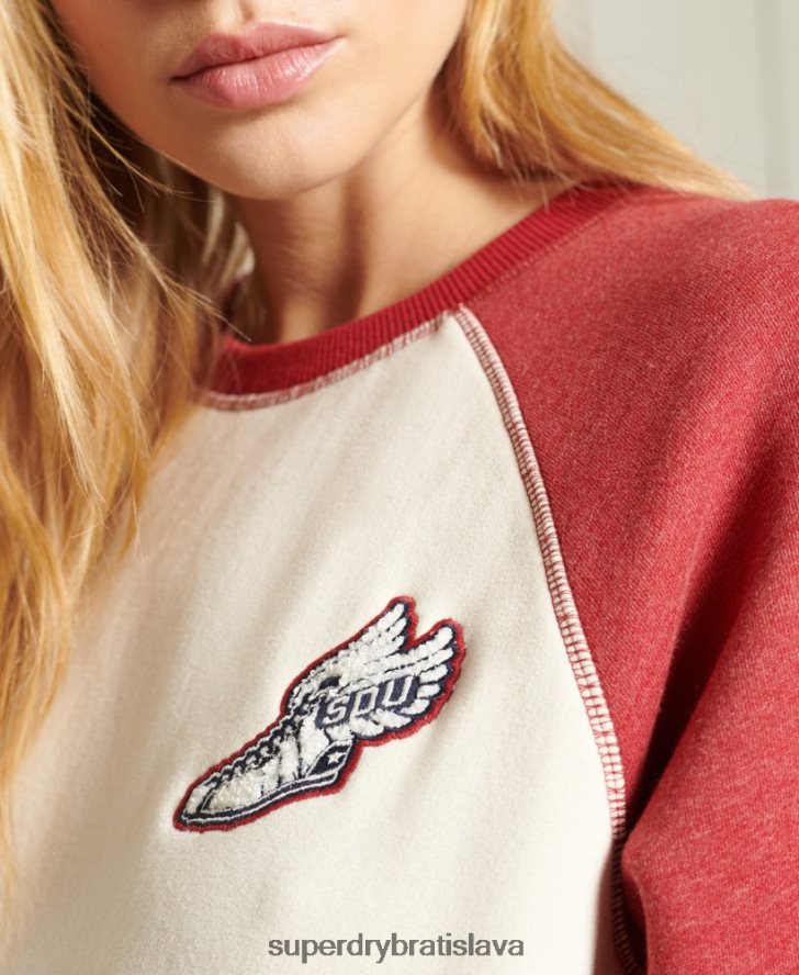 Superdry ženy vysokoškolská atletická mikina 6B4ZTR3505 oblečenie krém