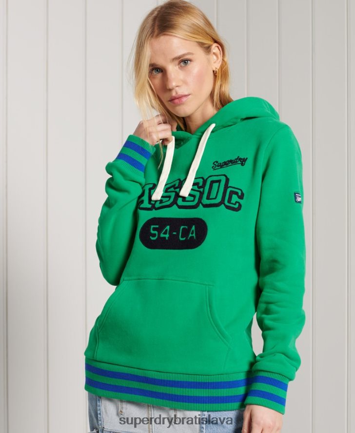 Superdry ženy vysokoškolská atletická mikina s kapucňou 6B4ZTR6133 oblečenie zelená