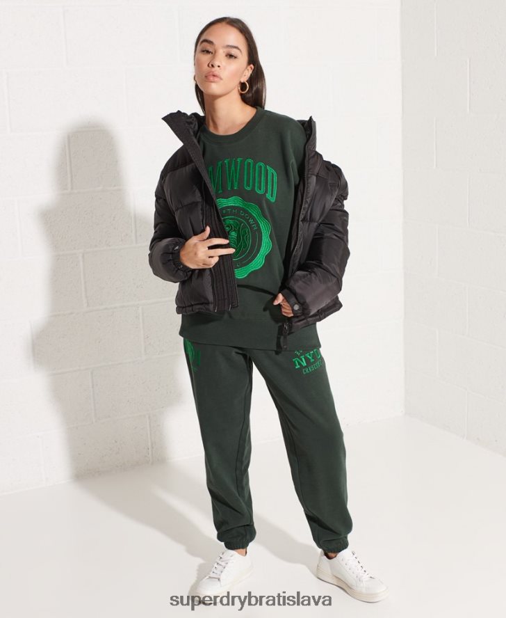 Superdry ženy vysokoškolská grafika oversized crew mikina 6B4ZTR5836 oblečenie zelená