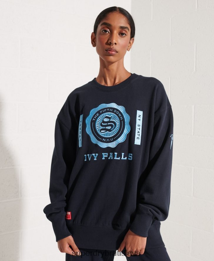 Superdry ženy vysokoškolská grafika oversized crew mikina 6B4ZTR5837 oblečenie námorníctvo