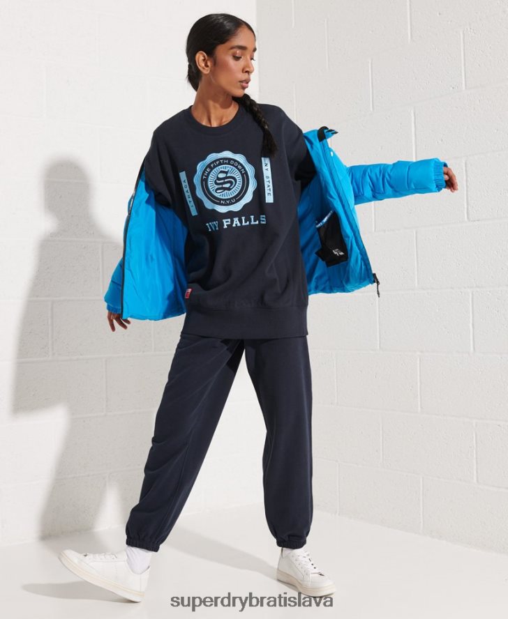Superdry ženy vysokoškolská grafika oversized crew mikina 6B4ZTR5837 oblečenie námorníctvo