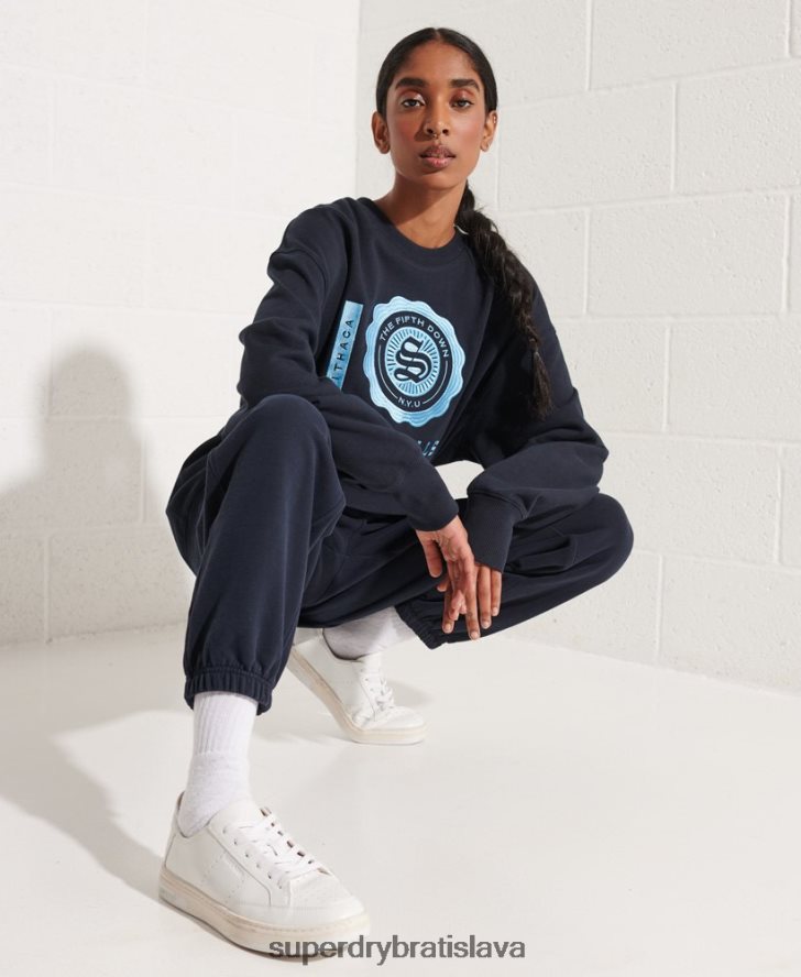 Superdry ženy vysokoškolská grafika oversized crew mikina 6B4ZTR5837 oblečenie námorníctvo