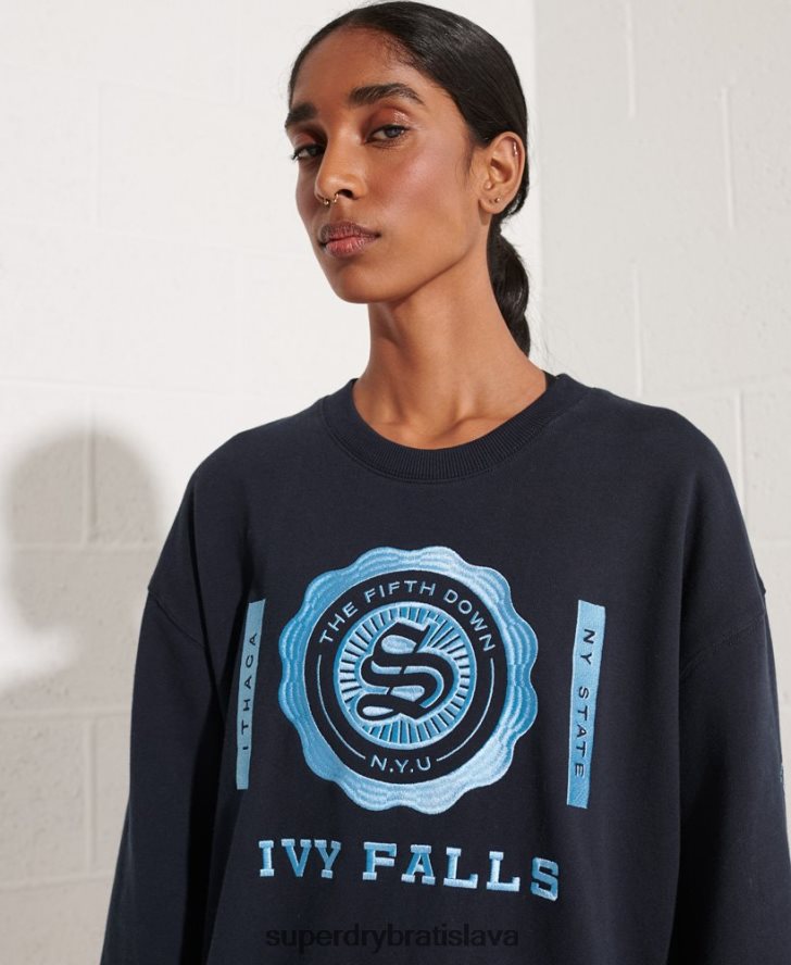Superdry ženy vysokoškolská grafika oversized crew mikina 6B4ZTR5837 oblečenie námorníctvo