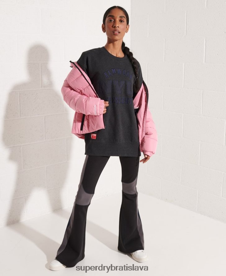 Superdry ženy vysokoškolská grafika oversized crew mikina 6B4ZTR6138 oblečenie tmavošedý