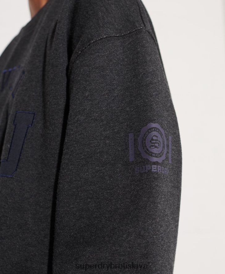 Superdry ženy vysokoškolská grafika oversized crew mikina 6B4ZTR6138 oblečenie tmavošedý