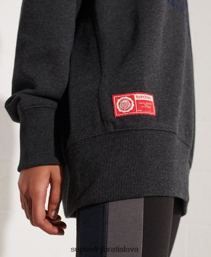 Superdry ženy vysokoškolská grafika oversized crew mikina 6B4ZTR6138 oblečenie tmavošedý