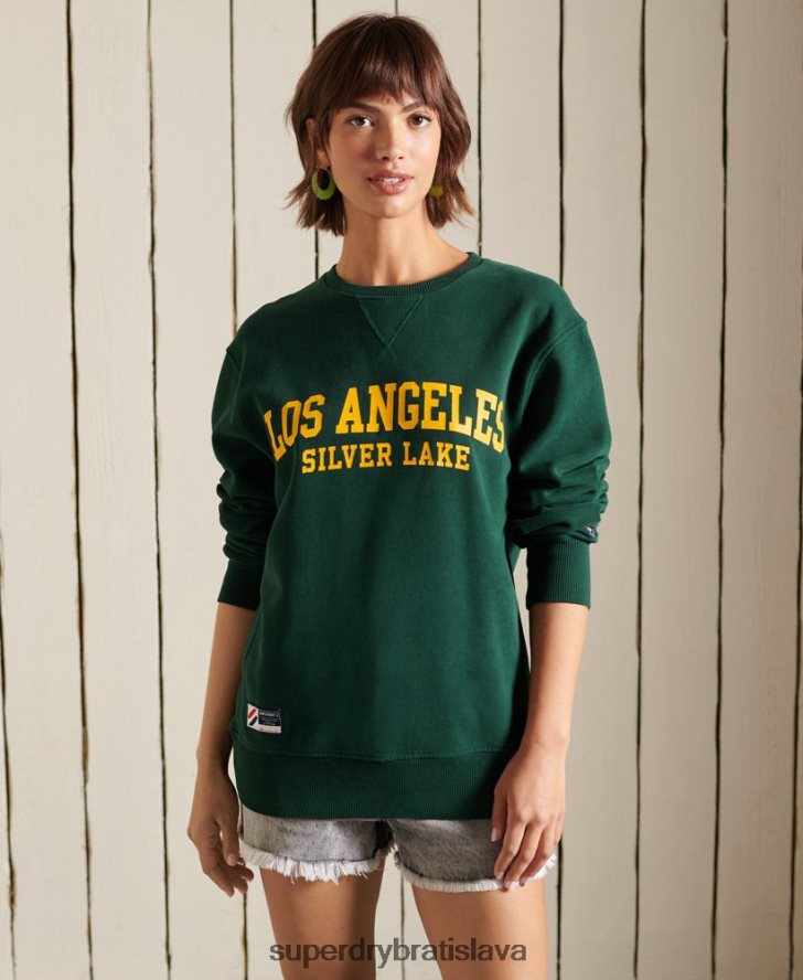 Superdry ženy vysokoškolská grafika oversized crew mikina 6B4ZTR6162 oblečenie zelená