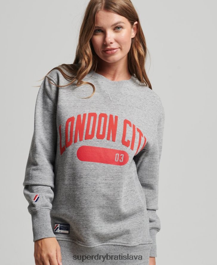 Superdry ženy vysokoškolská grafika oversized crew mikina 6B4ZTR6163 oblečenie svetlo šedá