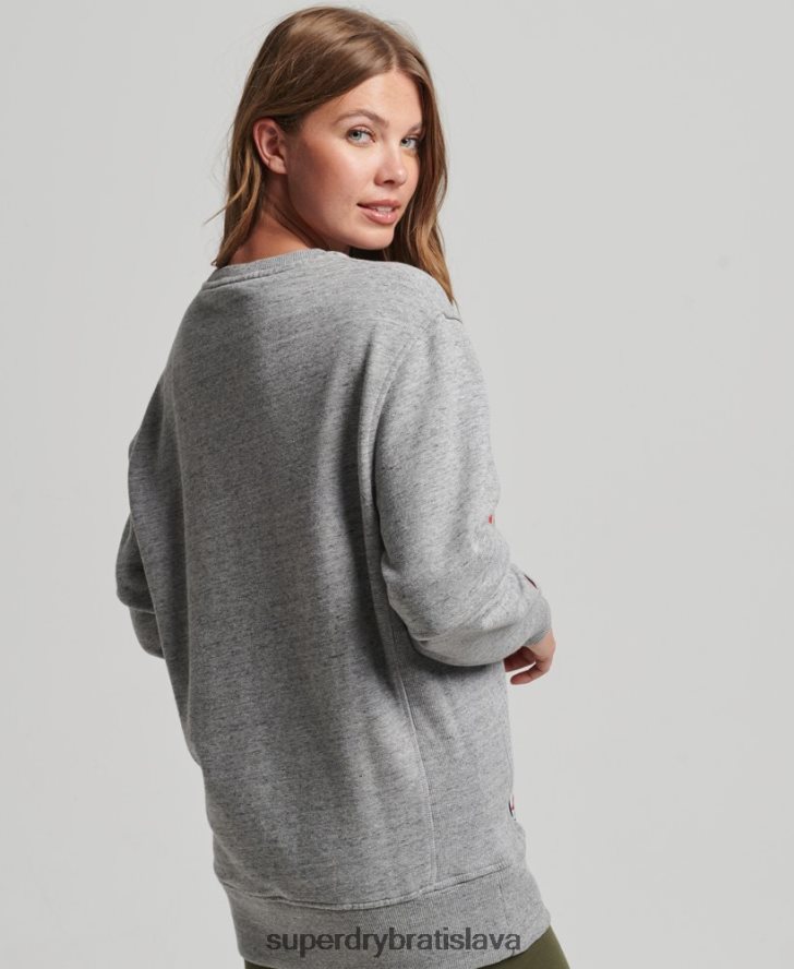 Superdry ženy vysokoškolská grafika oversized crew mikina 6B4ZTR6163 oblečenie svetlo šedá