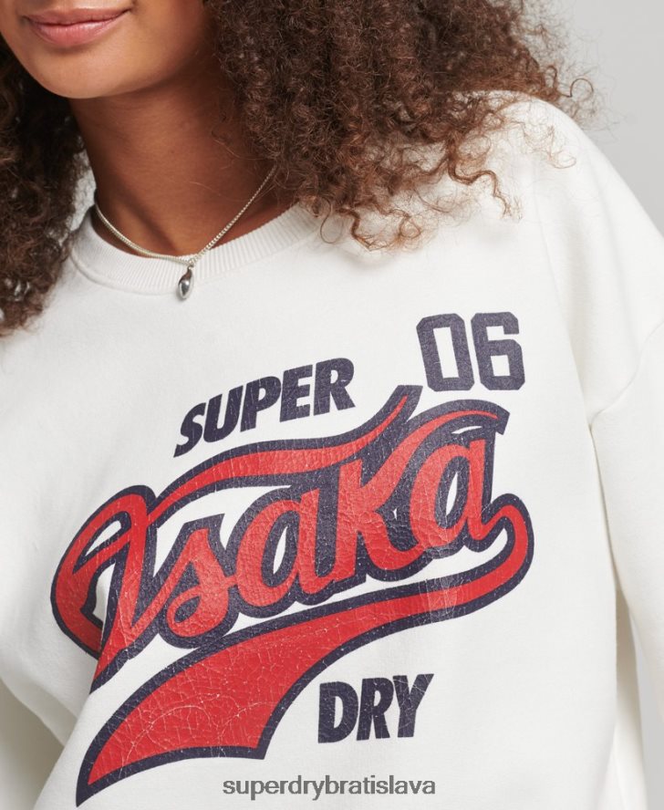 Superdry ženy vysokoškolská mikina s krátkym rukávom 6B4ZTR3477 oblečenie krém